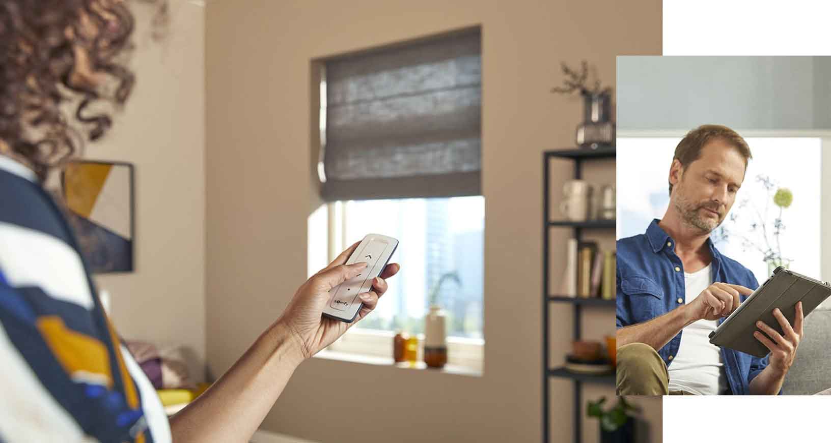 Motorised window blinds without accessible operating chains for family homes