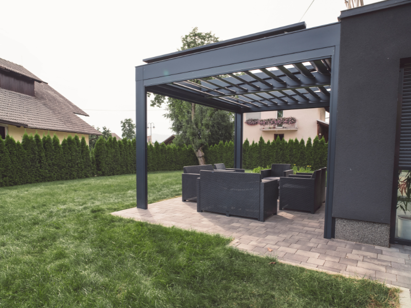 Outdoor blinds providing wind protection on a Melbourne verandah
